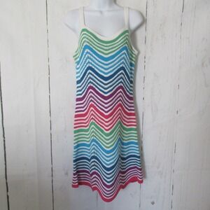 Aqua Dress L Crochet Knit Sweater Swimsuit Cover Up Tropical Beach Resort NEW